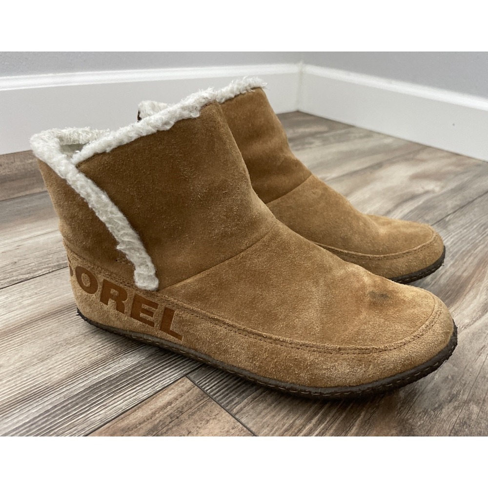 Sorel Nakiska Women's Suede Caramel Brown Ankle Bootie Size‎ 11